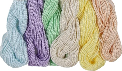 KCS 162 Yards(150 Meters) Mercerized Pearl Cotton Crochet Needlepoint Thread,Size 5,6 skeins,Mixed Color 11 - color: 6color11, size: 6 skeins
