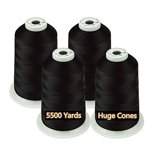 Simthread 42 Options Various Assorted Color Packs of Polyester Embroidery Machine Thread Huge Spool 5000M for All Embroidery Machines (4 Black)