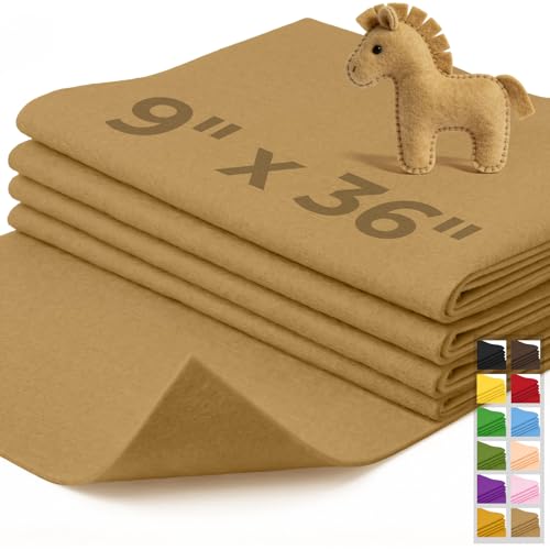 IONTACH 9" X 36" Soft Felt Sheets 1.6mm Thick (4 Packs, Tan) - color: Tan