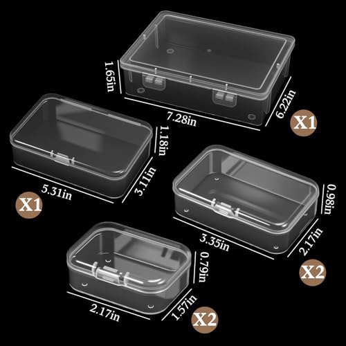 Jetec 6 Pieces Small Clear Plastic Storage Box, 4 Size - size: Mixed Sizes