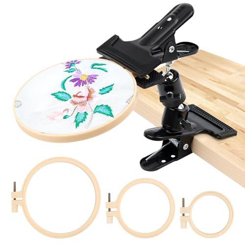Coitak Portable Metal Embroidery Hoop Stand Holder with 3 Embroidery Hoop