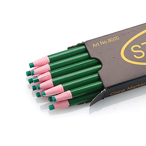 12 Pieces Sewing Mark Pencil Tailor's Marking and Tracing Tools Free Cutting Crayons Sewing Fabric Pencil (Green) - color: Green
