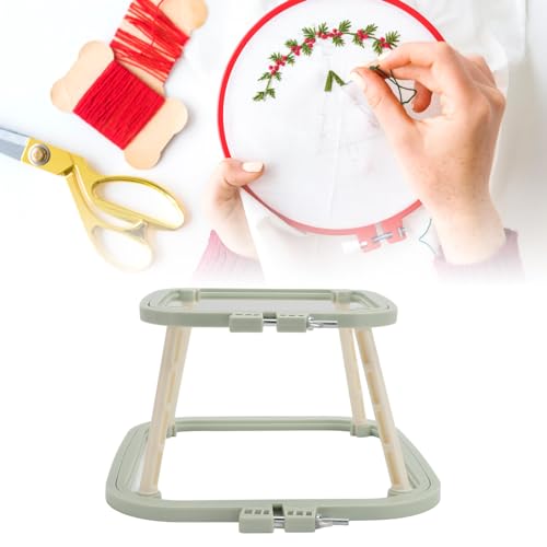 2-Layer Embroidery Frame Stand, Adjustable ABS Double Hoop - style: Green