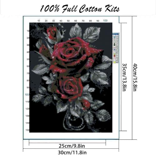 Flowers Stamped Cross Stitch Kits Flowers Cross Stitch Patterns,Dimensions Cross Stitch Kits Embroidery Kit Arts and Crafts for Beginners 15.7x11.8 inch - color: D043
