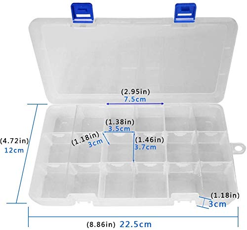 Qualsen Bead Organizer Box with Adjustable Dividers, 18 Girds, 3 Pack - size: 18 Gird-3pcs