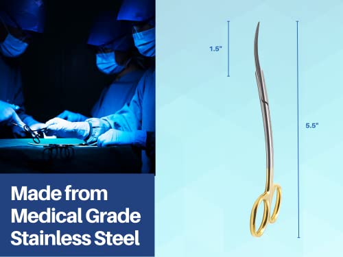 Scissors 5.5 inch LaGrange Double curved tungsten carbide inserts Gold Plated handle | Dental ENT EYE DERMA Embroidery Applique & Fabric Stitches - size: 5.5 Inches