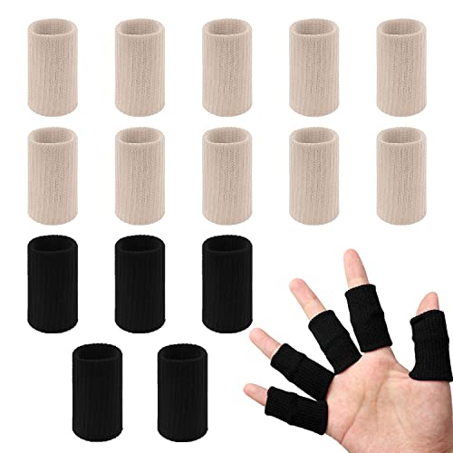 20 Pcs Finger Sleeves Protectors, Elastic Sport Finger Sleeves, Black/Nude - color: Black, light skin tone