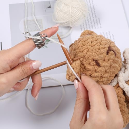 2Pcs Knitting Thimble, Finger Ring Thimble for Home Sewing DIY Crafts, Knitting Accessories Sewing Tool, 2 Sizes