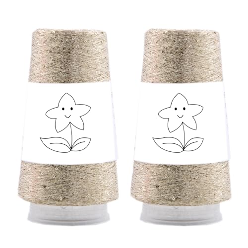 2 Balls Sequin Sparkle Lurex Yarn, Shining Glitter Metallic Knitting-in Accessory Yarn Thread for Knitting and Crochet Sweater Shawl 5000 Yards (1, Slight Gold) - color: Slight Gold