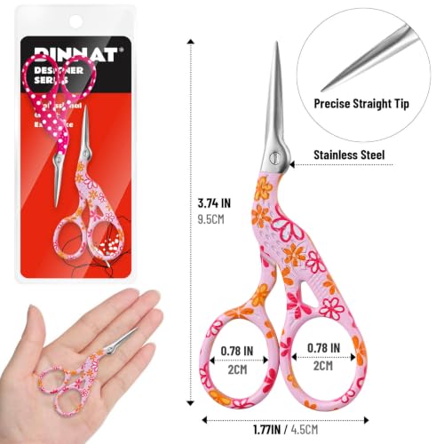 Embroidery Crafting Scissors, 3.7 Inches, 2 Pieces - color: Pink Flower + Red Dot
