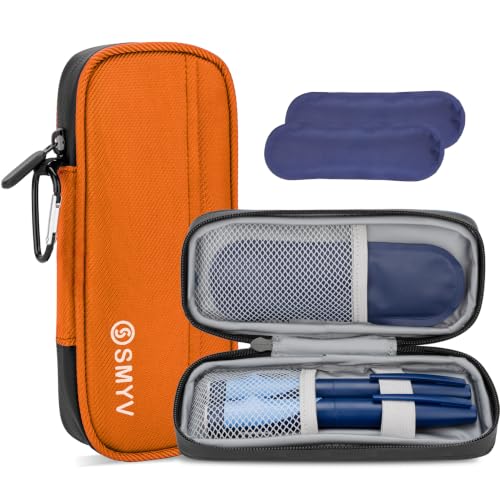 SMYV Insulin Cooler Travel Case with 2 TSA Approved Ice Packs, Orange - color: Orange