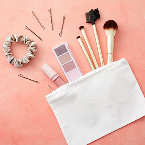 Juvale Canvas Pencil Case Pouch Set - 12-Pack, 8 x 6 in, Off White - Canvas Zip Pouches for Art & DIY - Bulk Makeup & Cosmetic Bags
