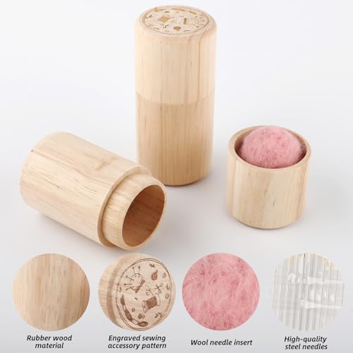Wooden Sewing Case,Portable Sewing Needle Storage Case with 12 Needles,Portable Travel-Friendly Needle Holder Craft Organizer for Embroidery,Knitting and Sewing Essentials(Pink) - color: Pink