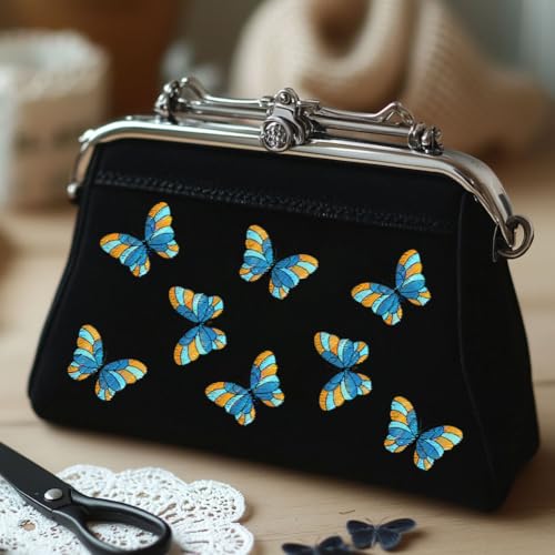 BENECREAT 4 Sheets 40Pcs Stick and Stitch Embroidery Paper, Butterflies Stabilizer Water Soluble Hand Sewing for Carves, Shirts, Coats, Bags, Towels - color: Butterflies