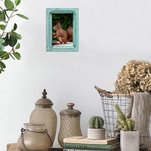 CVHOMEDECO. 4x6 Picture Frame Made of Solid Wood High Definition Glass Rustic Vintage Designs Small Photo Frame for Tabletop Display and Wall Mounting, Distress Blue - color: Distress Blue A, size: 4" X 6"