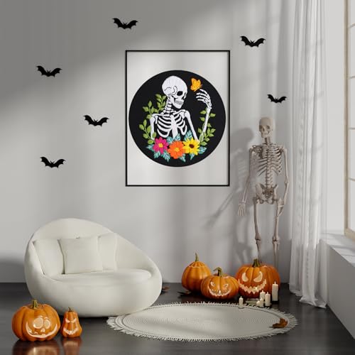Louise Maelys Halloween Embroidery Kit with Skeleton, Flower and Butterfly - color: Skeleton