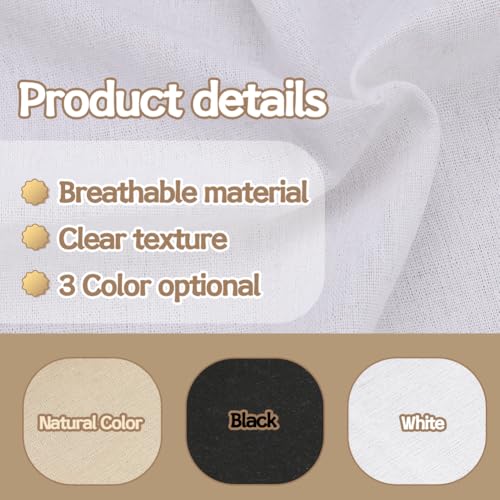 Linen Needlework Fabric, White Cloth for Decoration 59In x 19In - color: White Color