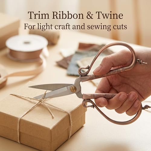 BIHRTC 6.3 Inches Vintage Style Stainless Steel Auspicious Clouds Scissors