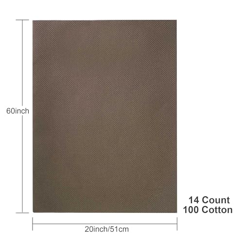 Aida Cloth 14 Count Cross Stitch Fabric,20×60inch (14CT,Coffee) - color: Coffee, size: 14CT