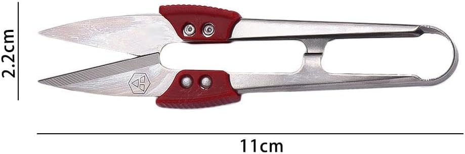Red Stainless Steel U Sewing Scissors Clippers, Mini Small Snips Trimming Nipper Thread Sewing Cutter for Stitch, Crafts, DIY Projects,Cutting Tools (4.3in)
