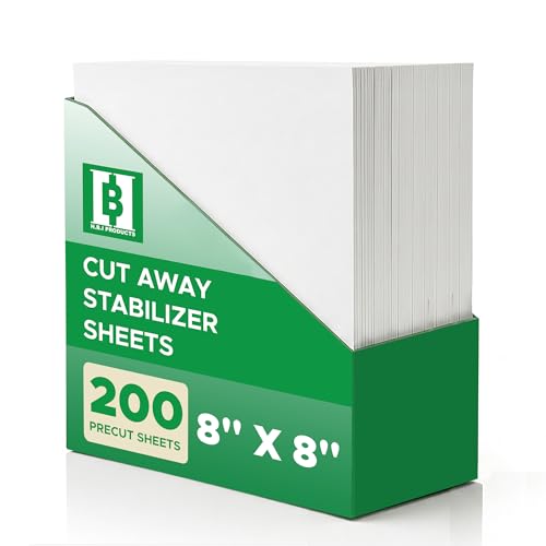 HBI Cut Away Embroidery Stabilizer Sheets, 8 x 8 in, 200 Pack - size: 8"x 8" 200 pcs