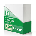 HBI Cut Away Embroidery Stabilizer Sheets, 8 x 8 in, 200 Pack - size: 8"x 8" 200 pcs