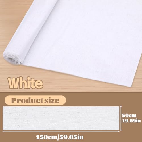 Linen Needlework Fabric, White Cloth for Decoration 59In x 19In - color: White Color