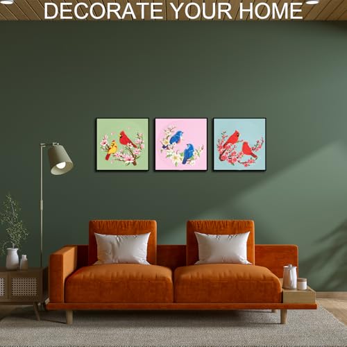 Nuberlic 3 Pack Embroidery Kit for Beginners with Cardinal & Blue Bird - color: Hummingbird and Flower