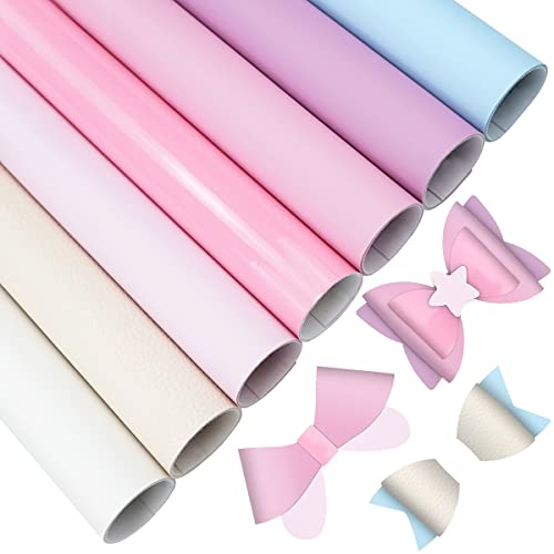 Litchi 7 Pack 8x12 Inch Faux Leather Sheets for Bow Earring, Easy to Cut Vinyl Fabric for Cricut, Durable Fade Resistant Leatherette Without Smell, Candy Color - color: Candy