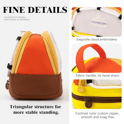 CICIMELON Large Capacity Pencil Case, Cute Aesthetic Pen Pouch with 3 Compartments, Big Pencil Bag Organizer for School Supplies, Pen Holder for Kids, Girls, Boys, Students - color: Brown Base