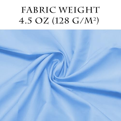 Sky Blue Cotton Fabric 2 Yards, 100% Natural Cotton Poplin Fabric by The Yard, 59 Inches Wide Lining Fabric for Sewing Apparel Cloth Hard-Wearing & High-Density Embroidery Quilting, Sewing Material - color: Sky Blue, size: 2Y
