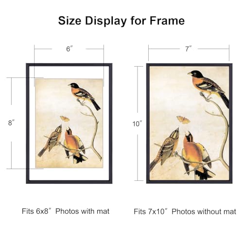 BKABOT 7x10 Black Aluminum Photo frames 1 Pack HD Glass Mat 6x8 Wall Table - color: Black, size: 7x10-1P
