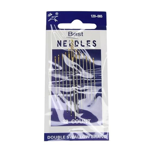 Sewing Needles Gold Eye Set, 3-20Pcs Fine Carbon Steel Needles for Leather, Upholstery, Canvas, Embroidery, Tapestry, DIY Projects Arts Crafts,120-015,120-023,120-065,120-043,120-051,120-073 Model