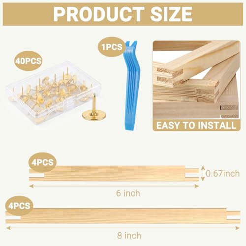 2 Sets Needlepoint Stretcher Bars for Needlework with 40 Tacks, 2 Sizes 8 Pcs Wooden Canvas Stretcher Bars Needlepoint Frame Set Art Supplies for Needlework Embroidery, Embroidery Enthusiasts's Gifts - size: 15cm/20cm*4