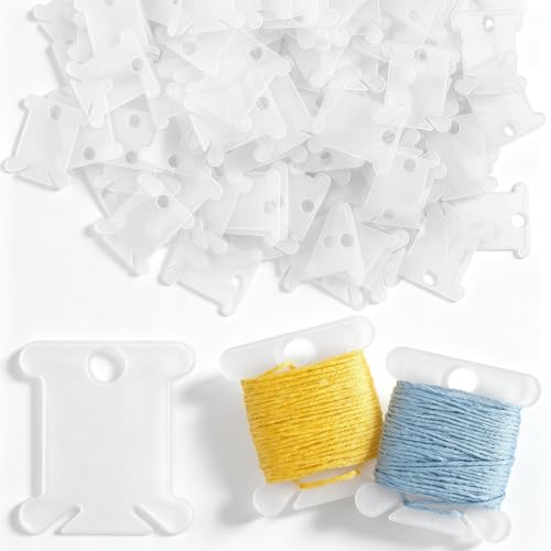 Tranqun 500 Pcs Plastic Embroidery Floss Bobbins, Thread Organizer,Clear - color: Clear
