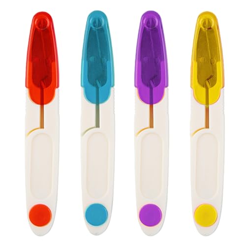 4 Pack Thread Snips with Safety Cover, Portable Sewing Scissors & Mini Yarn Cutter, Sharp Embroidery Scissors for Quilting, Knitting, Cross Stitch, and DIY Crafts (Assorted Colors)