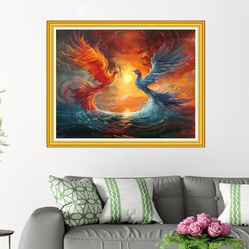Funxvoot Stamped Cross Stitch Kits for Beginners or Adults Embroidery Starter Patterns | DIY Printed Cross Stitch Kits Needlepoint for Adults 11CT-Phoenix Totem 16x20 inch - color: color25