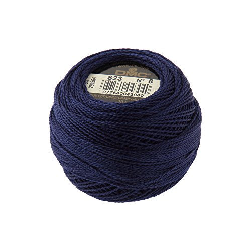 DMC Pearl Cotton Balls, Size 8, Dark Navy Blue - color: Dark Navy Blue, style: 8 Thread Count