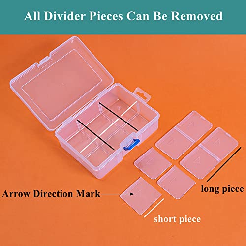 3 Pack Plastic Removable Divider Box and Storage Case for Small Parts, Hardware and Craft, 6 Grids, Clear - size: 6 Grids