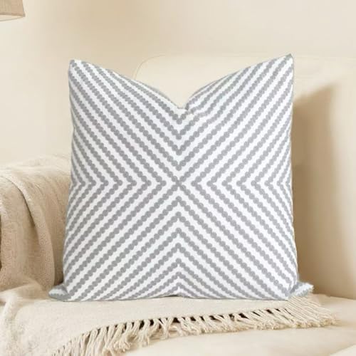 Slow Cow Embroidered Throw Pillow Cover 18 x 18 Inch Grey - color: Grey Dots, size: 18" x 18" (Pack of 1)