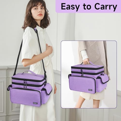 LEFOR·Z Large Sewing Supplies Organizer Bag(13 x 8 x 9 in),Sewing Basket - color: Purple