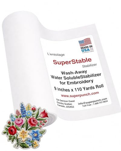 Superpunch Water Soluble Topping for Embroidery, Clear, 9 in x 110 yd - size: 9" x 110 yards