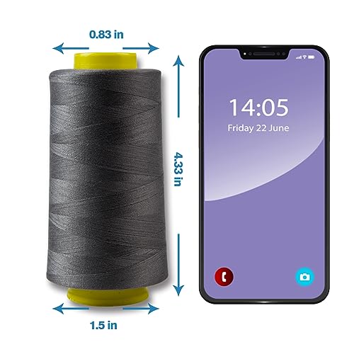 Dark Gray Serger Thread, All-Purpose Thread for Sewing, Polyester, 4 Cones of 3000 Yards Each Spool for Sewing Machine - color: 4 dark gray