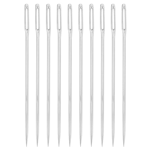 uxcell 60 Pcs Large Eye Sewing Needles, 2.36 Inch 1.25mm High Carbon Iron Embroidery Thread Needle Sewing Big Eye Needle Knitting Needles for Hand Sewing Art Crafts, Silver - size: 60mm, 1.25mm