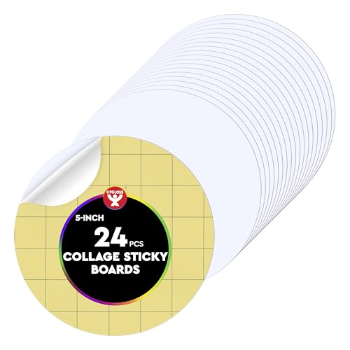 Hygloss Sticky Circle Craft Boards - 24 Pack 5-Inch Self Stick Collage Boards for Kids - Peel & Stick Mounting Boards for Art Projects, School Crafts, Classrooms, and DIY Displays - size: 24-Pcs, style: Circle 5"