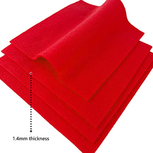 Jtnohx Soft Felt Fabric Flexible Craft Felt Sheets Bright Red 6" 20Pcs - color: Bright Red