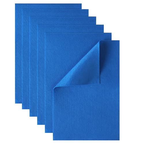 HaoFeiJH Blue Felt Sheets - 6PCS Soft Felt Squares (8x12 A4), 1.5mm Thick, Ideal for Sewing, Patchwork, Decoration, Embroidering, DIY Craft - color: 0-sky Blue