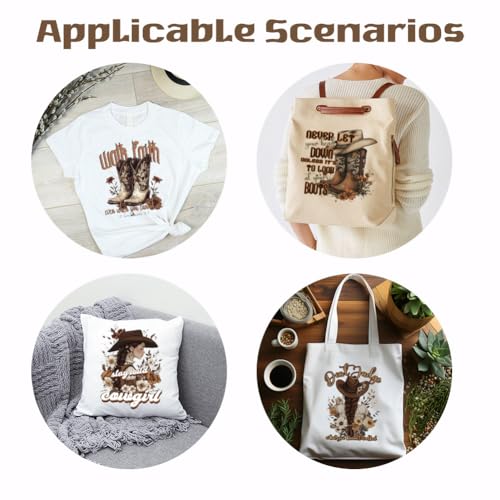 SUPERDANT 4PCS Cowgirl Iron on Transfer Paper Motivational Text Heat Transfer Sticker Washable Iron on Decals for Woman T Shirts DTF Transfers Ready to Press for Clothing Hoodie Jackets DIY Gift - style: Cowgirl