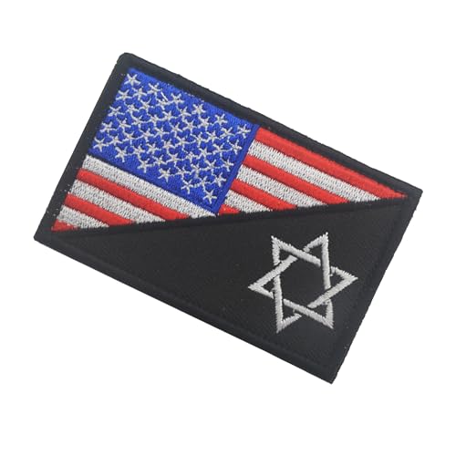 Israel Flag Patch, Embroidered Israeli Flag Patches Appliques, Tactical Combat Armband Badges with Hook and Loop Fastener Backing, 3.15 x 1.97 Inch, 2-Pack - color: color_f