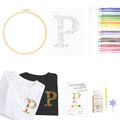 Topapfo Alphabet Letter P Stick and Stitch Embroidery Kit for Clothes, Beginners Embroidery Pattern Stabilizers Water Soluble for Clothing Jeans T-Shirts Tote Bags - color: P